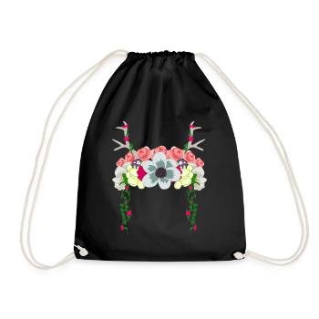 Dirndl Kopfschmuck Blumen Trachtenkleid - Turnbeutel - Schwarz - Vorne
