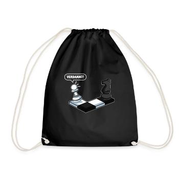 Lustiges Schachspieler Schachfiguren Schachspiel - Turnbeutel - Schwarz - Vorne