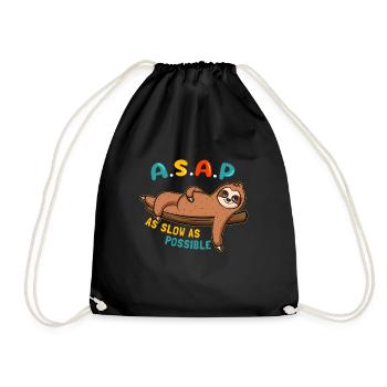 ASAP - As Slow As Possible Sloth - Drawstring Bag - black - Front