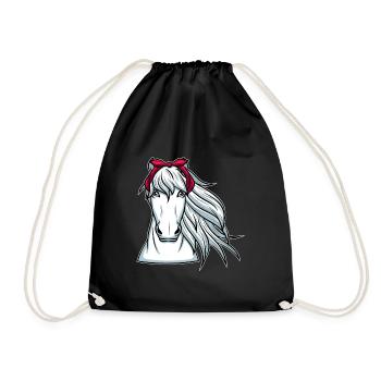 White Horse with Bandana Horses - Drawstring Bag - black - Front