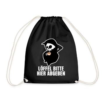 Sensenmann Löffel abgeben Grim Reaper - Turnbeutel - Schwarz - Vorne