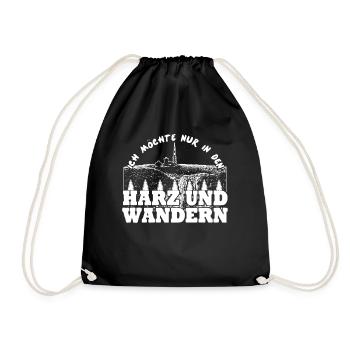Harz Harzer Wandern Urlaub Brocken - Turnbeutel - Schwarz - Vorne