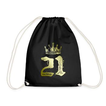 21 Number Krone - Drawstring Bag - black - Front