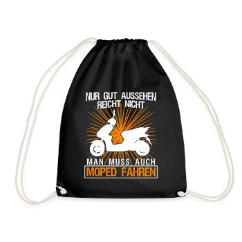 Mofa Moped Mofafahrer Motoroller Mopet - Turnbeutel - Schwarz - Vorne