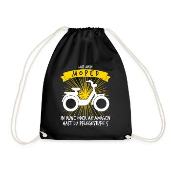 Mofa Moped Mopedfahrer Motoroller Mopet - Turnbeutel - Schwarz - Vorne