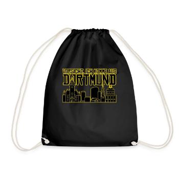 Dortmunder Stadt Vorsicht Dortmund - Turnbeutel - Schwarz - Vorne