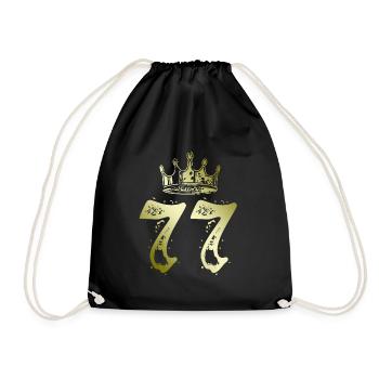 77 Zahl Krone - Turnbeutel - Schwarz - Vorne