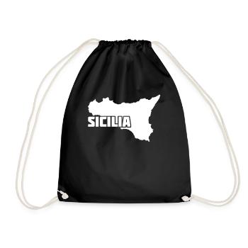 Sizilien Insel Umriss Sicilia - Turnbeutel - Schwarz - Vorne