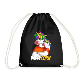father's day father son unicorn father's day gift - Drawstring Bag - black - Front