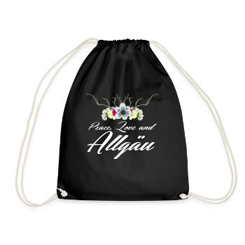 Allgäu Allgäuerin Allgäuer - Turnbeutel - Schwarz - Vorne