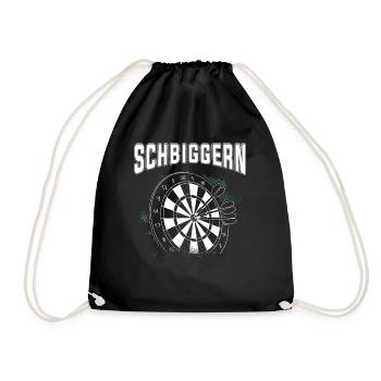 Dart Dart spielen, Schbiggern Fränkisch - Turnbeutel - Schwarz - Vorne