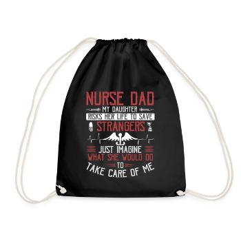Nurse Papa Gift - Drawstring Bag - black - Front