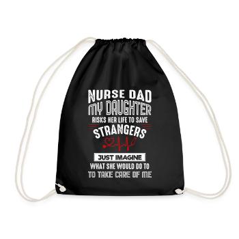 Nurse Papa Gift - Drawstring Bag - black - Front