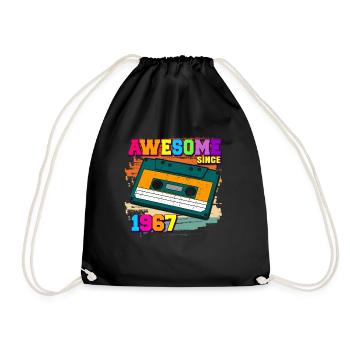Awesome since 1967 Kassette 60er 55. Geburtstag - Turnbeutel - Schwarz - Vorne