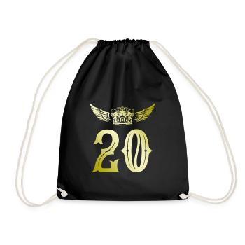 20 number crown - Drawstring Bag - black - Front