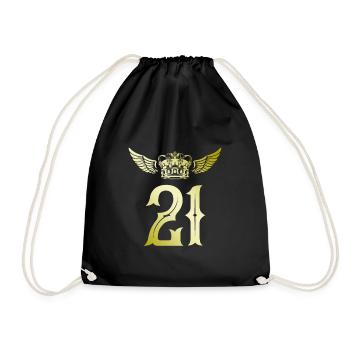 21 Number crown - Drawstring Bag - black - Front