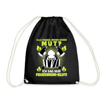 Jugendfeuerwehr Feuerwehrfrau Feuerwehr - Turnbeutel - Schwarz - Vorne