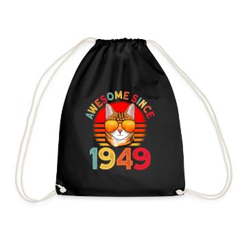Awesome since 1949 Cat 73rd Birthday Gift - Drawstring Bag - black - Front