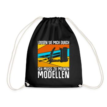 Modellbau Retro Modellbauer - Turnbeutel - Schwarz - Vorne