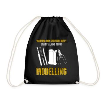 Modellbau Tabletop lustig Modellbauer - Turnbeutel - Schwarz - Vorne
