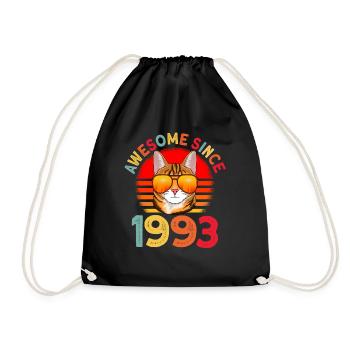 Awesome since 1993 Katze 29. Geburtstag Geschenk - Turnbeutel - Schwarz - Vorne