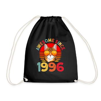 Awesome since 1996 Cat 26th Birthday Gift - Drawstring Bag - black - Front