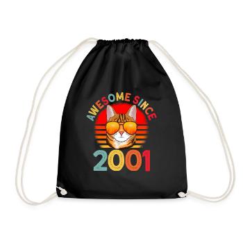 Awesome since 2000 Katze 21. Geburtstag Geschenk - Turnbeutel - Schwarz - Vorne