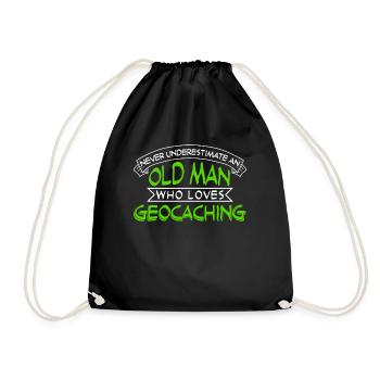 Géocacheur vieil homme avec géocache - Sac de sport léger - noir - Devant