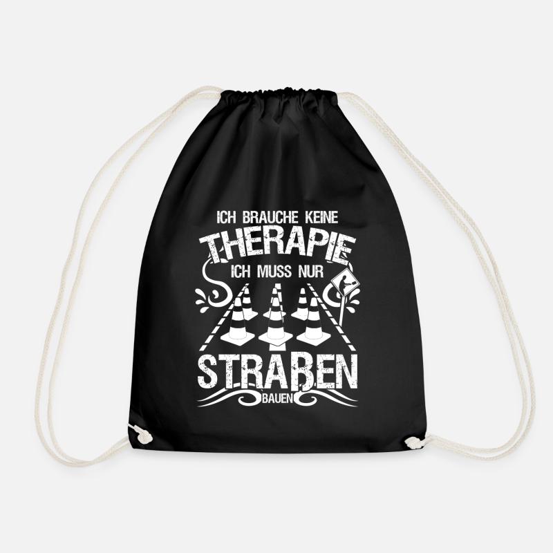 Straßenwärter Therapie Straßenbau - Turnbeutel - Schwarz