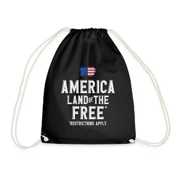 Amerika, Land Der Freien, Beschränkungen Gelten - Turnbeutel - Schwarz - Vorne