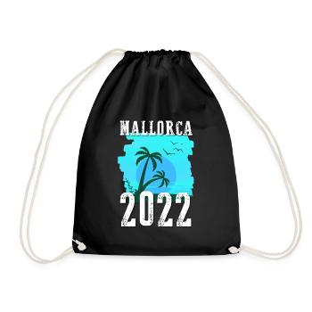 Mallorca 2022 Palmen - Turnbeutel - Schwarz - Vorne
