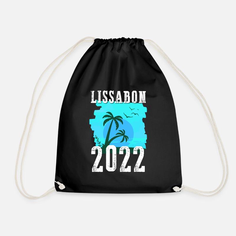 Lissabon 2022 Palmen - Turnbeutel - Schwarz