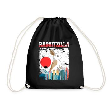 Rabbitzilla Hase Kaninchen Geschenk - Turnbeutel - Schwarz - Vorne