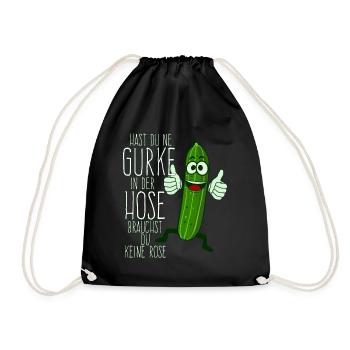 Gurke in der Hose Witz Saure Gurken - Turnbeutel - Schwarz - Vorne