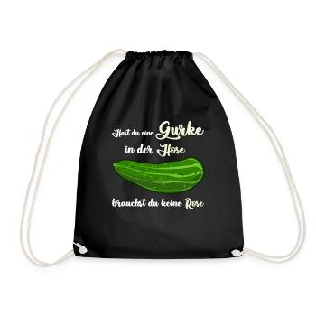 Gurke Gemüse Vegan Gurken - Turnbeutel - Schwarz - Vorne