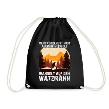 Watzmann Bergsteiger Wandern - Turnbeutel - Schwarz - Vorne