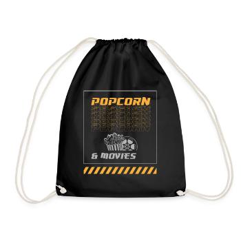 Popcorn und Filme Lustiges Sprichwort Gesunder - Turnbeutel - Schwarz - Vorne