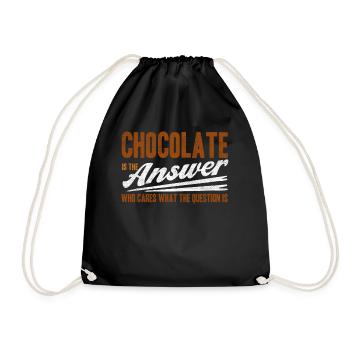 Chocolate Is The Answer Who Cares The Question - Drawstring Bag - black - Front