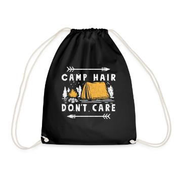 Camp hair doesn't care - Camping Glamping - Drawstring Bag - black - Front