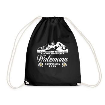 Watzmann Wandern Bergsteigen - Turnbeutel - Schwarz - Vorne