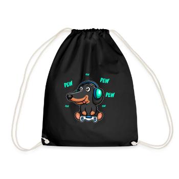 Teckel joue à un jeu vidéo - Sac de sport léger - noir - Devant