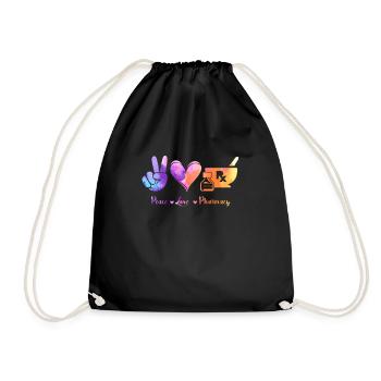 Peace, Love Pharmacy - Pharmazie Pharmakant - Turnbeutel - Schwarz - Vorne