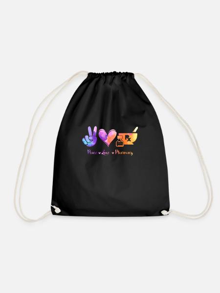 Peace, Love Pharmacy - Pharmazie Pharmakant - Turnbeutel - Schwarz