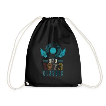 Best of 1973 Classic 49th Birthday Record - Drawstring Bag - black - Front