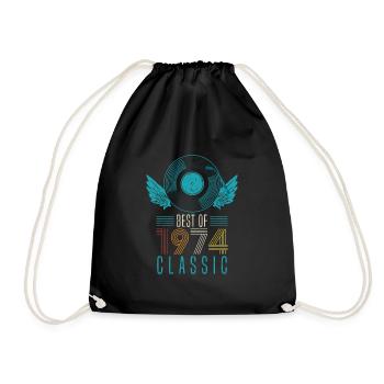 Best of 1974 Classic 48th Birthday Record - Drawstring Bag - black - Front