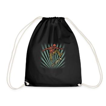 Skater Skateboarding Helmet Skateboard - Drawstring Bag - black - Front