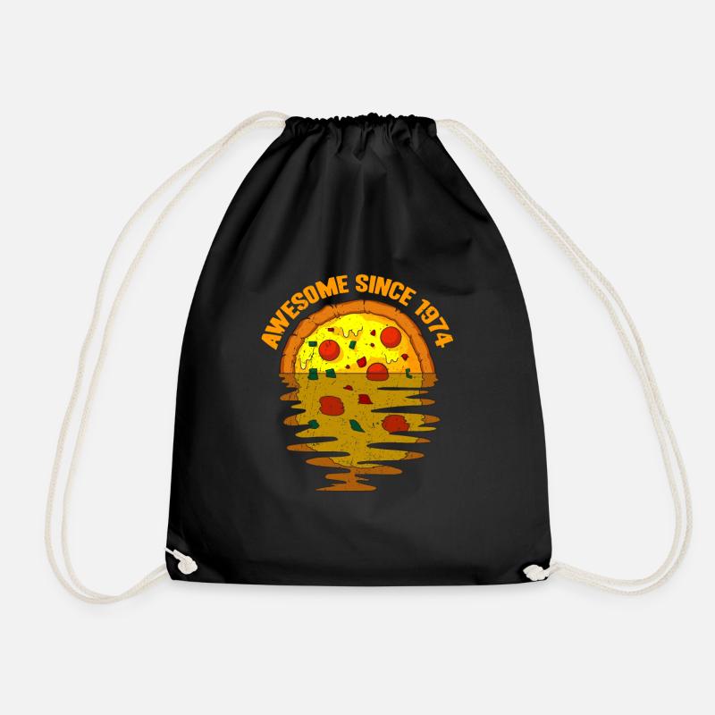 Awesome since 1974 Pizza 48. Geburtstag Geschenk - Turnbeutel - Schwarz