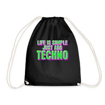 Raver Techno Trance Rave Hardtekk - Turnbeutel - Schwarz - Vorne