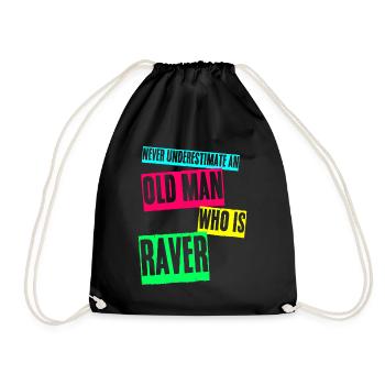 Raver Festival Old Man Techno Rave - Turnbeutel - Schwarz - Vorne