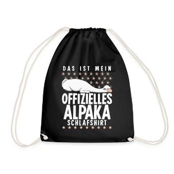 Offizielles Alpaka Schlafshirt Alpakas - Turnbeutel - Schwarz - Vorne